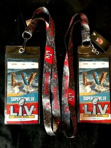 4pc. NFL SB 55 Tampa Bay Buccaneers Two Sided Lanyards & Ticket Holders Package 