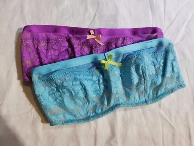 Sujetador bandeau sin tirantes de encaje Starlet 222 Betsey Johnson SOLO AZUL 32C #725801  Foto 1 de 2