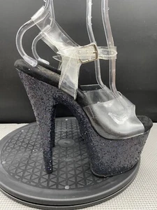 Pleaser Platform Sandals Womens 8  Galaxy Glitter Stiletto Dancer Stripper Shoes - Picture 1 of 11