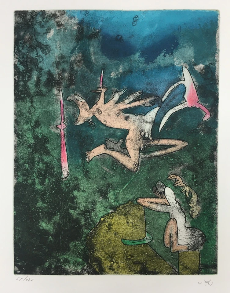 Grabado aguatinta firmado a mano Roberto Matta sin título 7 de "Centre Noeuds" 1974 Foto 1 de 1