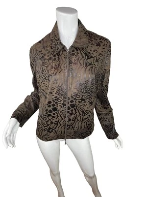 Joseph Ribkoff Sz 16 Full Zip Jacket Animal Cheetah Print Brown Lightweight - Image 1 of 4