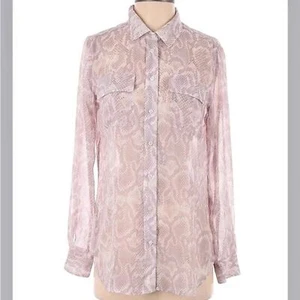 Blusa Casa Blanca Mercado Negro Púrpura Ligera Con Botones Estampado Serpiente Talla 4 - Imagen 1 de 9