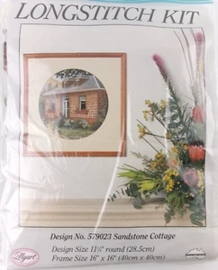 Myart Longstitch Kit Sandstone Cottage # 579023 28.5cm Round - Picture 1 of 3