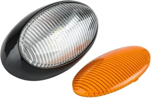 RV 12V LED Oval Porch Utility Light with On/Off Switch - Clear & Amber Lenses - Picture 1 of 9