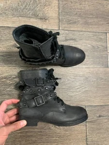 ash boots women biker black leather ZIP y2k size 36 - Picture 1 of 9