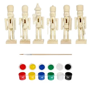Unpainted Nutcracker Blank Wooden Soldier Ornament Nutcracker Figures with Brush - Picture 1 of 12