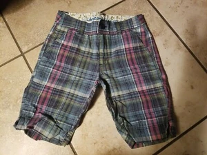 Arizona Jeans Girls Green Pink Plaid Bermuda Shorts Size 7 Slim - Picture 1 of 8