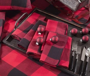 Rustic Black and Red Buffalo Plaid Cotton 20" Napkin Set of 4 - Picture 1 of 3