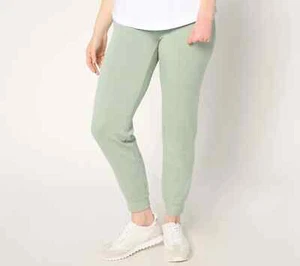 Denim & Co. Active Regular Fleece Back Knit Ankle Jogger-Alpine Frost-2X-A677998 - Picture 1 of 2