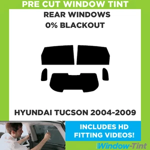 For Hyundai Tucson 2004-2009 Pre Cut Window Tint Rear 0% Blackout Film - Picture 1 of 10