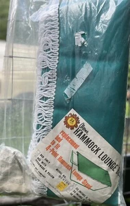 Vtg MCM Fabric Hammock Bed Green Pillow Fringe 32”x76” Algoma Net 60's Retro NOS - Picture 1 of 5