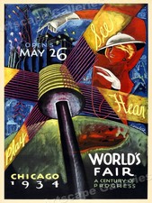 1930s Worlds Fair Poster Chicago A Century of Progress Poster - 20x28