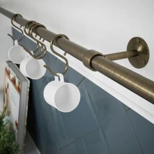 Easy-Fit Utensil Rail Kit Stainless Steel Kitchen Wall Cup Mug Over Sink Hanger - Picture 1 of 10