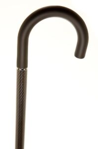 Carbon Fibre Black Diamond Pattern Soft Touch Crook Handle Walking Stick Cane