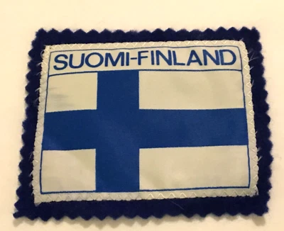 Suomi-Finland Flag Sew-on Patch Blue Felt Accent Edges & Back Souvenir - Image 1 of 3