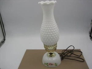 Vintage White Milk Glass Hobnail Lamp Painted Base - Picture 1 of 15