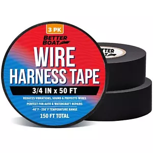 3PK Wire Harness Tape Heat Resistant Tape for Wire Loom Fabric Tape Wire Wrap Hi - Picture 1 of 3