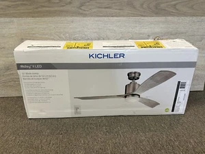 Kichler Ridley II LED 52” Ceiling Fan 300027OBB Walnut Blades Fast Free Ship - Picture 1 of 20