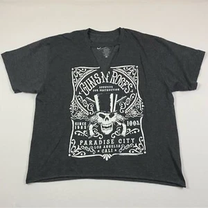 Guns N' Roses Women's Large Baggy Cropped T-Shirt Hard Rock Music Band Skull Tee - Picture 1 of 5