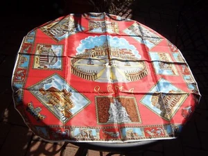 Vintage roter Italien Tourist Souvenir Schal 70er Ära Roma Worte - Bild 1 von 6