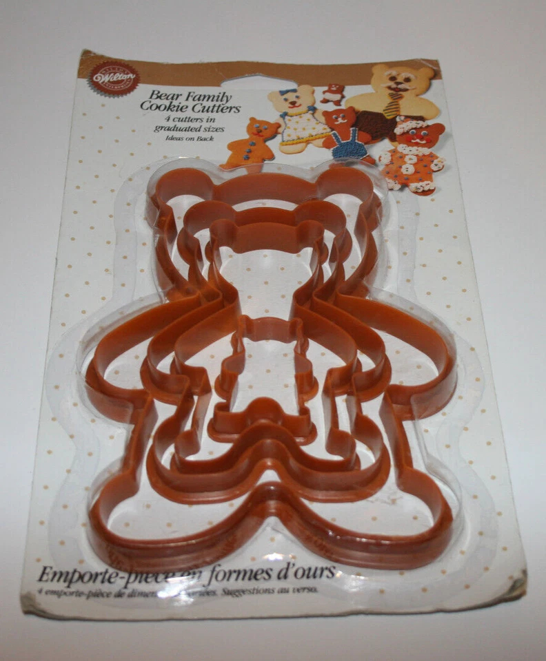 1993 Vtg Wilton Bear Family Cookie Cutters 4 Different Sizes