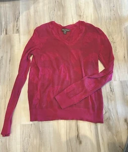 Tommy Bahama Womens Mesh Top Long Sleeve Dark Pink V-Neck Medium Sweater - Picture 1 of 10
