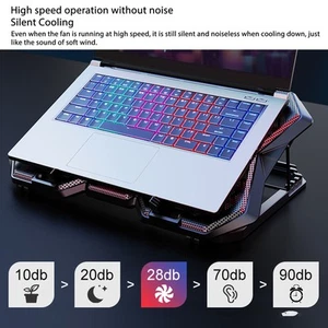 Laptop Cooling Pad 6 Height Adjustable RGB Silent 6 Fan Metal Mesh Gaming Not CB - Afbeelding 1 van 24