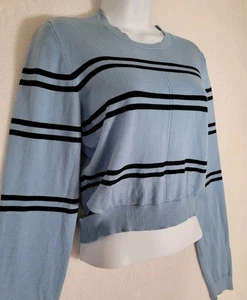 Guess Damen Strick Pullover Cutout Seiten blau gestreift weich Größe L - Bild 1 von 9