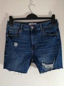 BNWOT PRIMARK Size UK 14 Mid Blue Distressed Denim Summer Shorts - Picture 1 of 4
