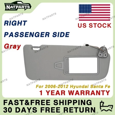 Right Passenger Sun Visor w/Light for Hyundai Santa Fe 2006-2012 852200W110J4 - Image 1 of 4