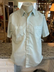 Vintage BDF Westchester Classics Shear Mint Blue Aqua Men’s Shirt M Short Sleeve - Picture 1 of 18