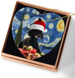 Weihnachtsschmuck Weihnachtsdeko Keramik Ornamente Hund in rot Nikolausmütze - Bild 1 von 4