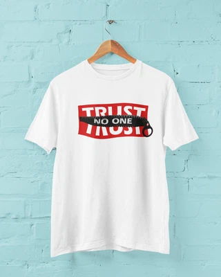 Trust No One T-Shirt Zipper Graphic Streetwear Tee Unisex Cotton Top B2 - Image 1 of 4