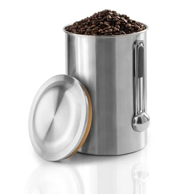 Kaffeedose Edelstahl 1kg + Löffel Vorratsbehälter Aromadeckel Aromadose Kaffee - Bild 1 von 4