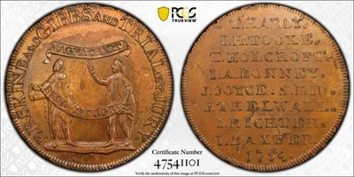 1794 Middlesex Erskine & Gibbs DH-1011 G B Half Penny Conder Token PCGS MS63 RB - Image 1 of 4