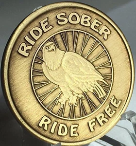 Ride Sober Ride Free AA Recovery Medaillon Chip Nüchternheit Bronze Gelassenheit Gebet - Bild 1 von 2