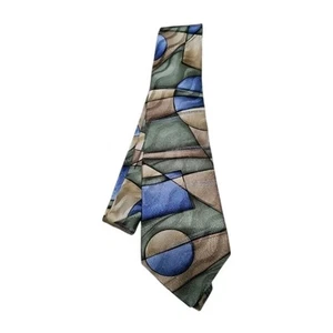 Vintage Murano Designer Geometric Abstract Art 90’s Hand Tailored USA Neck Tie - Picture 1 of 3