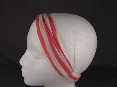 Diadema Pañuelo Elástico Rosa Blanco Gasa 3 en 1 Multi Look Bandana Foto 1 de 4