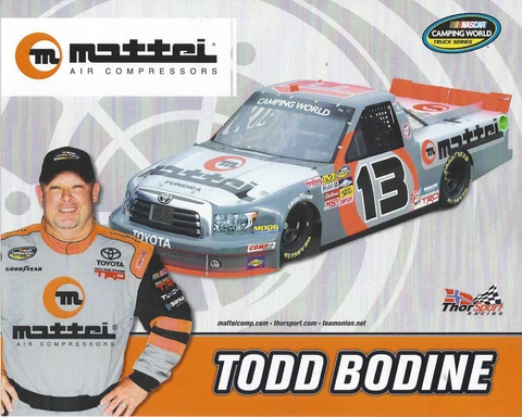 2013 TODD BODINE "MATTEI AIR COMP"#13 NASCAR CAMPING WORLD TRUCK POSTCARD Cover