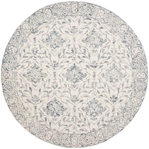 Safavieh Dip Dye 7' Round Hand Tufted Wool Rug in Blue and Ivory - Picture 1 of 3