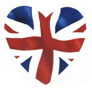 Union Jack Herz Überglasur Keramik Aufkleber - Bild 1 von 4