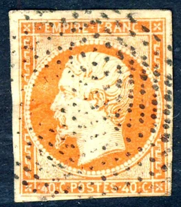 FRANCE 1853 2nd Empire Napoleon III 40c Orange on Cream Imperforate SG 64 VFU - Picture 1 of 2