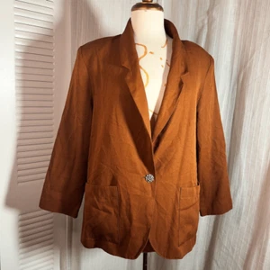 Vintage Chocolate Brown Light Blazer Jacket - Size 14 - Picture 1 of 5