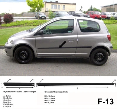 Seitenschutzleisten schwarz für Toyota Yaris I 3-Türer Baujahre 04.1999-09.2005 - Bild 1 von 3