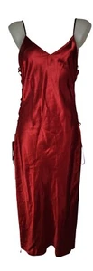 Vtg Y2K Victoria's Secret Sz M Red Satin Lace Up Coquette Slip Maxi Gown Dress - Picture 1 of 4