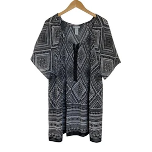 Camicia da donna Caterine 2X B&W stampa orientale tunica con perline collo della serratura - Foto 1 di 6