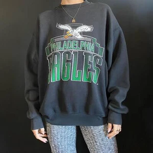 90s Philadelphia Eagles Graphic Crewneck Sweatshirt Reprint NFL Football NH7475 - Picture 1 of 3