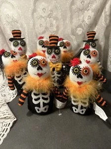 LOT 9 PLUSH HALLOWEEN SKELETON FAMILY DeCORATIONS DAY OF THE DEAD - Picture 1 of 14