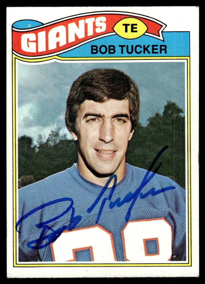 Bob Tucker Signed NEW YORK GIANTS Card  1977 Topps - Image 1 of 1