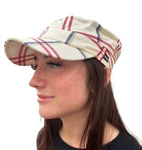 Newsboy Cap Sports Military Cap Cream Red Black Check Festival Hat - Picture 1 of 9